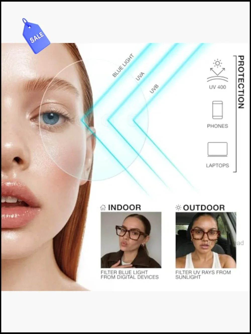 Oversized Rectangle Blue Light Glasses UV400 Computer Reading Eyewear Unisex